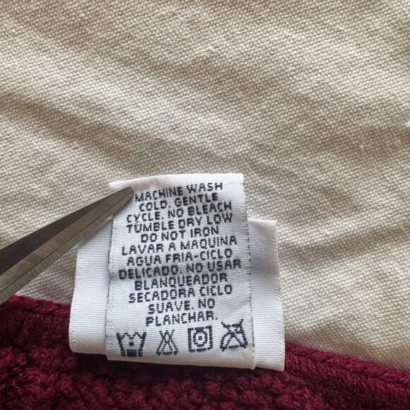 VTG Women Knit Sweater S Textured Cherry Burgundy Boxy Blouse Bobbie Brooks Fall - Picture 13 of 13